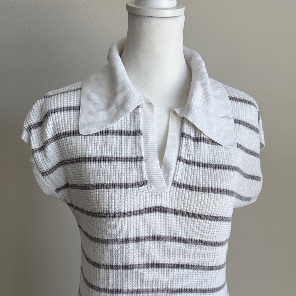 Striped White and Gray Dress - Picture 2 of 7